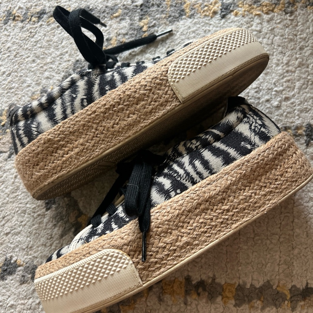 No Name SUNSET SNEAKER MISTRAL BLACK FOX ROPE Zebra print Sz 37